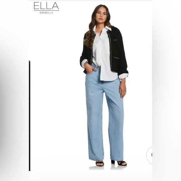 Ella Rafaella Black Sweater Cardigan with Silver Chain Trim NWT XXL - Picture 4 of 7